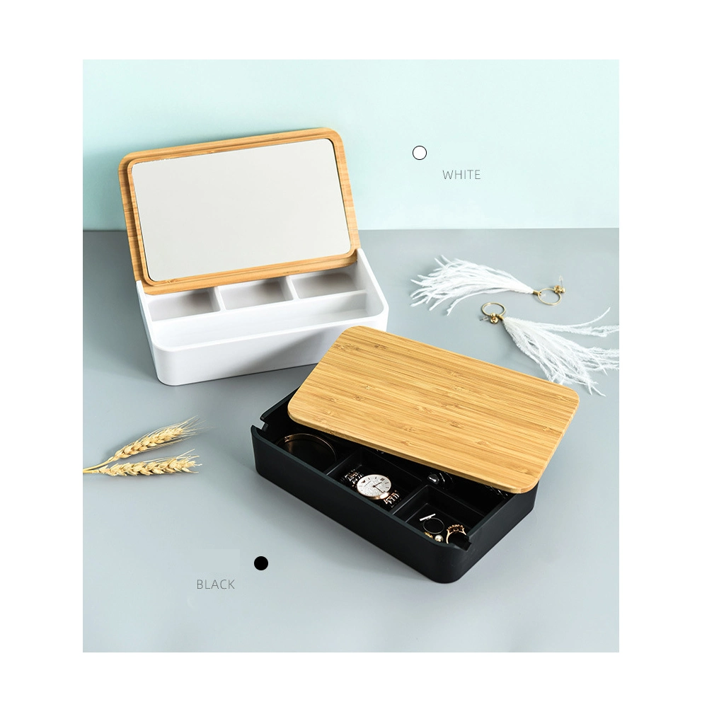 Organizer Makeup Cosmetic Mirror with Glass Acrylic Large Crystal Custom Jewelry Rose Gold Black Beauty Brush Tray Storage Box
