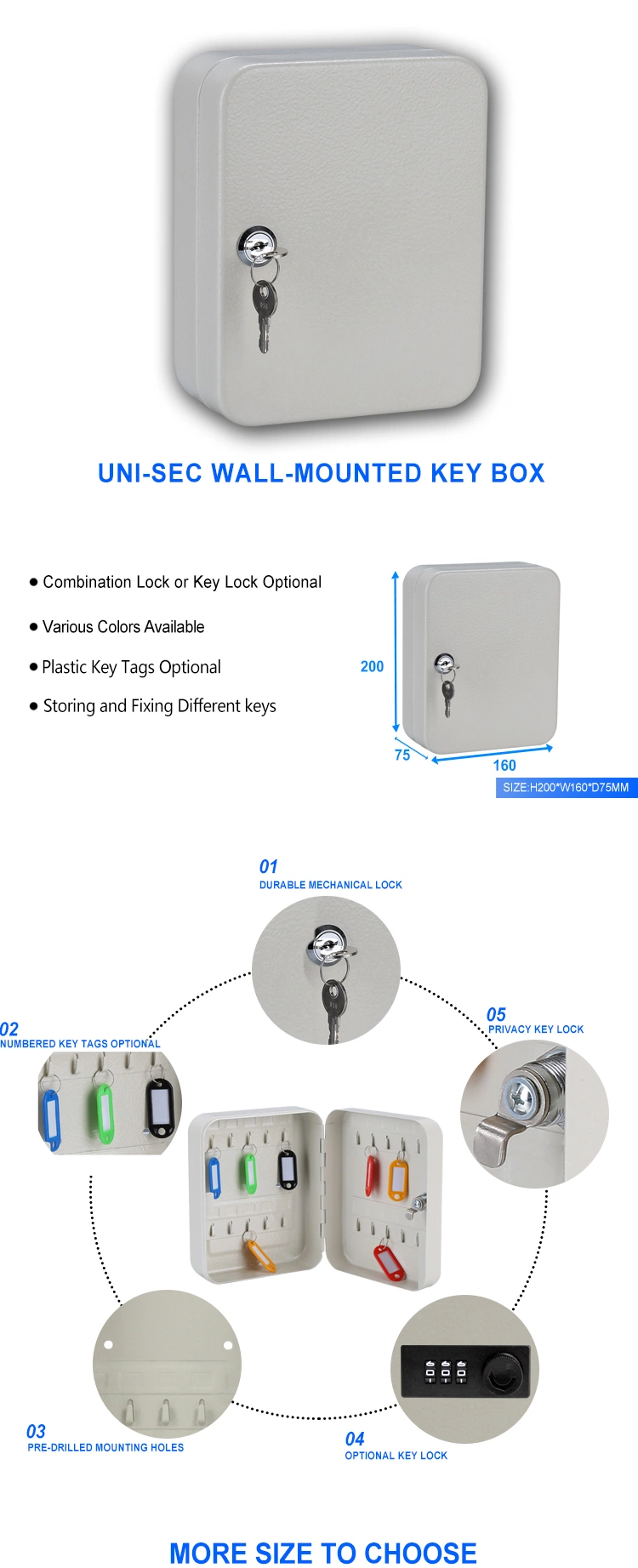 Uni-Sec New Design Key Box Wooden Lock Holder with CE Certificate (KC-20)