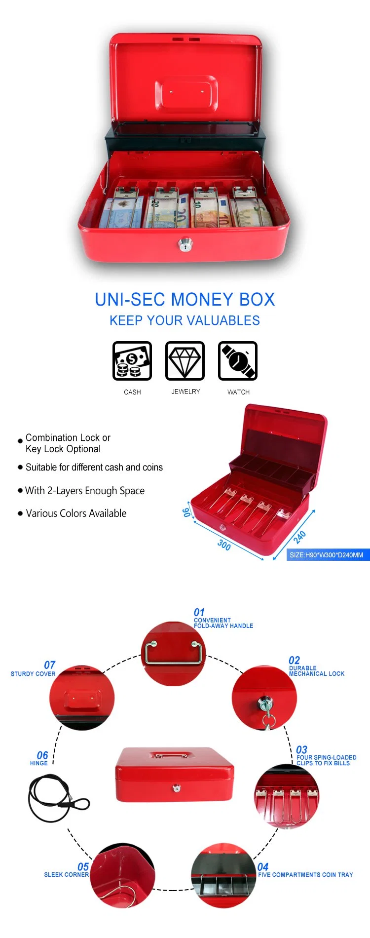 Storage Safe Box Dictionary Book Bank Money Cash Safe Locker Cashier (CB-30X)