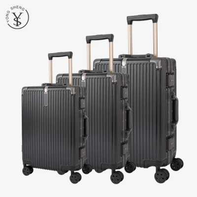 Black Plastic Shell Aluminum Frame Trolley Suitcase Luggage