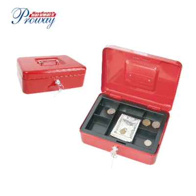 10 Inch Key Lock Red Cash Box with Coin Tray C