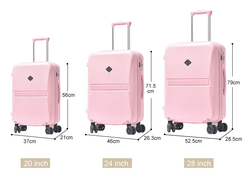 Bubule Ppl08 20inch 24inch 28inch PP Luggage Bags Travel Luggage Sets 3 Piece Light Weight Fashion Aluminum Suitcase